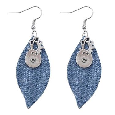 Imagem de Brincos de Natal femininos com pingente de folha, roupas de Natal, acessórios de bijuteria, 2inch, Liga de aço, Sem pedra preciosa