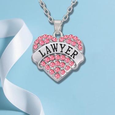 Imagem de Colar de advogado com strass e coração para advogados, presentes de agradecimento para advogados, One Size, Aço inoxidável, Sem Pedra Preciosa