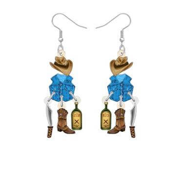 Imagem de Acrílico engraçado chapéu de vaqueira ocidental botas brincos presentes para mulheres brincos de cowboy pingente joias para amantes de rodeio festival de música country, Medium, Acrílico, Sem pedra