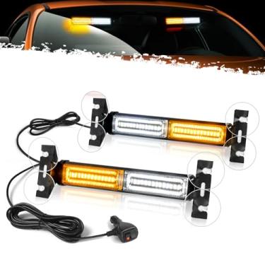 Imagem de DIBMS 2 x 20 cm LED de emergência estroboscópica, aviso de sinalização de trânsito, luz de painel de advertência com suporte de para-brisa interno para caminhões, veículos de construção, carros de