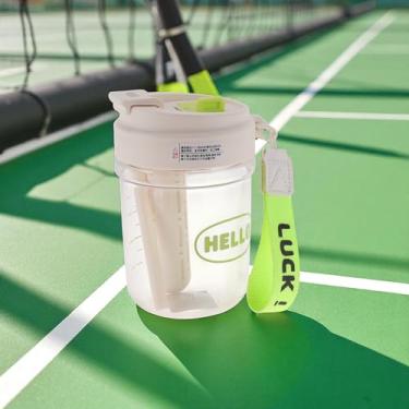 Imagem de 1 garrafa de água alça de transporte de bico duplo garrafa de canudo 580 ml PC branco 14,2 x 7,5 x 7,5 cm