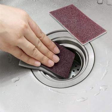 Imagem de Esponja de limpeza mágica, almofada de limpeza abrasiva resistente para panelas e frigideiras, esponja antiarranhões para limpeza de cozinha, pacote com 5