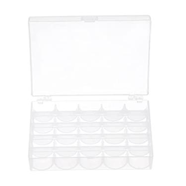 Imagem de Caixa organizadora de 2 peças de plástico com 25 compartimentos, carretéis vazios, caixa de armazenamento para máquina de costura