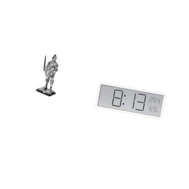 Imagem de Fenteer Escultura de Cavaleiro Vintage, Ornamento de Mesa com Grande Visor Digital, Temperatura E Umidade para Entrada, Escritório, Mesa, Estante, Quarto