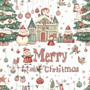 Imagem de Vinjiasin Papel de parede de Natal, papel de parede removível autoadesivo, papel de contato de Natal espesso para paredes de quarto, sala de estar, janela, lareira (44 x 299 cm)