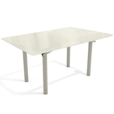 Imagem de Mesa P- Cozinha Elba Tampo Madeirado C- Vidro 160cm Niquel-off White - Kappesberg