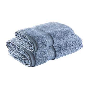 Imagem de Jogo de Toalhas Banh�o e Rosto Super Soft Zero Twist 500g/m� � 97% Algod�o e 3% Poli�ster � Alta Absor��o, Toque Macio e Secagem R�pida � Altihaus (Azul)