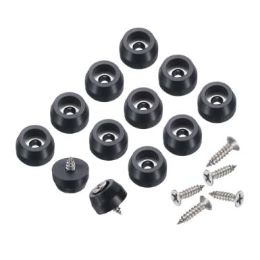 Imagem de 24 peças amortecedores de borracha amortecedores de borracha antiderrapante com parafusos de 3 mm para tábua de corte, pés de tábua de corte antiderrapantes, pés de borracha para tábua de corte (preto