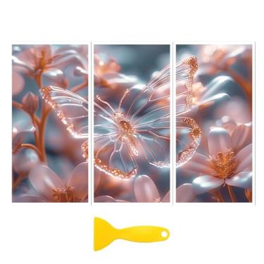 Imagem de Peacoblue Adesivo decalque de transferência para decoração de móveis artesanais 15 x 30 cm lindas borboletas, 3 peças à prova d'água UV DTF transferência para gaveta cômoda vidro porcelana madeira