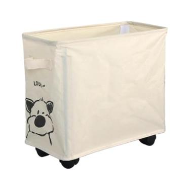 Imagem de MotiveTech Carrinho utilitário para usar embaixo da mesa, cesto de roupa suja com rodízios para banheiro, Branco