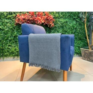 Imagem de Manta para Sofá Gigante 100% Algodão com Franjas – Decoração e Proteção Elegante para Sala (POP 220CM X 150CM CINZA ESCURO)