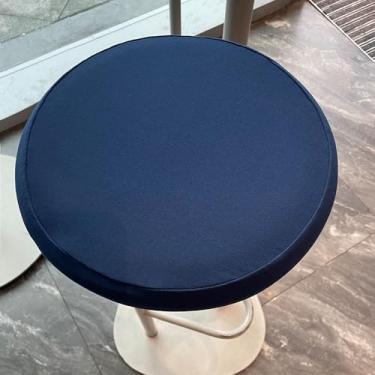 Imagem de Capa de banco redonda – capa de assento de banco de bar, capa de almofada de vaidade para cadeira redonda, extensível e lavável para cadeira circular, 35,5 a 40,6 cm, azul marinho