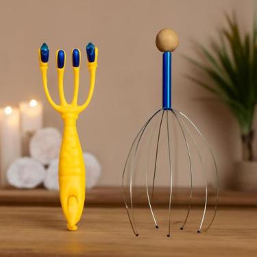 Imagem de Kit Massagem Corporal Capilar  Massageador Tipo Garra 5 Rolos Massagea