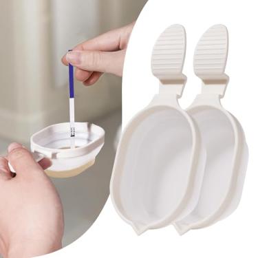 Imagem de Pacote com 2 copos dobráveis para xixi com descanso de teste integrado – Copo de coleta de urina dobrável reutilizável para testes de ovulação e gravidez femininos – higiênico e discreto para testes