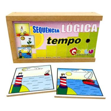 Imagem de Sequência Lógica Tempo Brinquedo Educativo de Madeira Carlu
