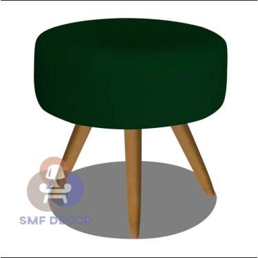 Imagem de Puff Redondo Pés Palito Veludo Verde