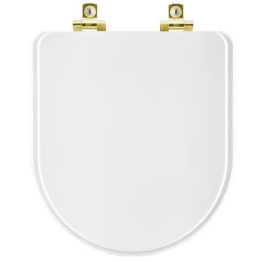 Imagem de Assento Sanitário Com Amortecedor Meridian Branco Para Vaso Roca Com Ferragem Dourada