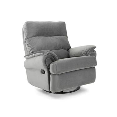 Imagem de Poltrona Reclinável Herval Fun, Giratória e Balanço, Veludo Molhado Cinza
