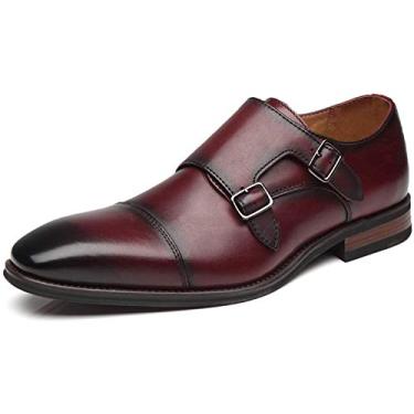 Imagem de La Milano sapato masculino com alça dupla de monge, sem cadarço, bico fino, couro, oxford formal., Chal-1-burgundy, 8