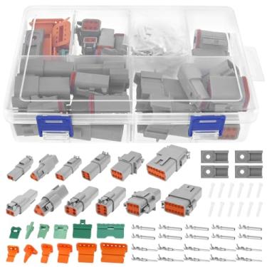 Imagem de Kit de conector DT de 214 peças, IP68 à prova d'água 2, 3, 4, 6, 8, 12 pinos, kit de conectores com 75 pares de terminais estampados, conector elétrico automotivo para fiação marítima de carro