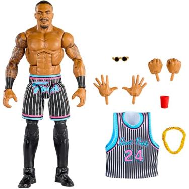 Imagem de Mattel Boneco WWE Montez Ford Elite Collection com acessórios, articulação e detalhes realistas, brinquedo colecionável, 15 cm