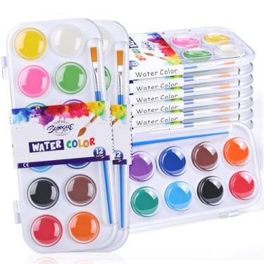 Imagem de Nuanchu Presentes de fim de ano tinta aquarela a granel lavável kits de tinta aquarela paleta e pincéis suprimentos portáteis de tinta de água para adultos, artistas iniciantes presente de formatura