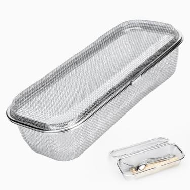 Imagem de Cesta de lava-louças para itens pequenos - Cesta de substituição de aço inoxidável premium com design de drenagem de malha retangular, fácil de instalar para organização eficiente de utensílios de