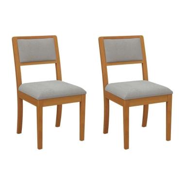 Imagem de Cadeira Sala De Jantar Alice Madeira Maciça 2cmm003ca Kit 2un Carvalho-boucle Cinza - Kappesberg