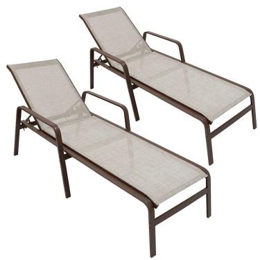 Imagem de Kit 2 Espreguiçadeiras Lótus Premium Bege