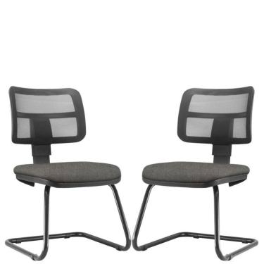 Imagem de Kit 02 Cadeiras De Escritório Fixa L02 Zip Cinza Escuro