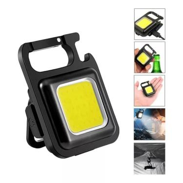 Imagem de Mini Lanterna Mosquetão Chaveiro Led Holofote Multifuncional Usb Preto