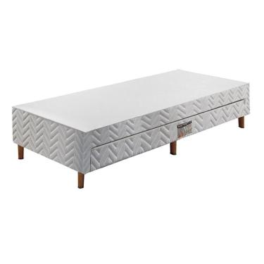 Imagem de Cama Box Base c/Auxiliar Solteiro Universal Tecido Bordado White (88x188x30) - Paropas