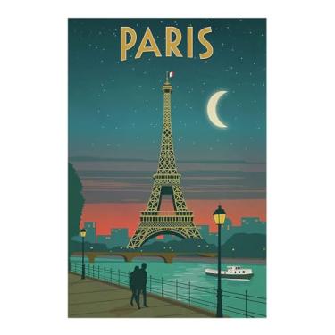 Imagem de zhufuyl Torre Eiffel Paris Vintage Retro Lovers Travel Posters Personalidade Família Pintura Decorativa Arte Parede Cartazes Presentes 30,5 x 45,7 cm Sem Moldura