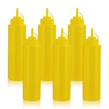 Imagem de WELKOR Garrafas de apertar para molhos, dispensador de condimentos à prova de vazamento, conjunto de garrafas de espremer de restaurante sem BPA com boca larga para ketchup, mostarda, xarope e molhos