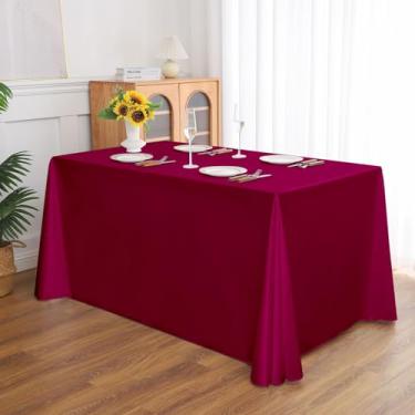 Imagem de Wuluwala Toalha de mesa retangular para banquetes, cor sólida, resistente, resistente a vincos, lavável, toalha de mesa de cetim, capa decorativa para mesa de jantar, festa de buffet e casamento