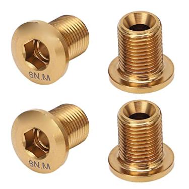 Imagem de SPYMINNPOO Parafuso de Roda de Bicicleta de 4 Unidades, Liga de Titânio, Instalação Leve e Fácil Compatível Com 105, UT6800, R8000, DA Pedaleiras (Ouro)