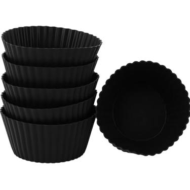 Imagem de Kit Forminhas de Silicone para Cupcake, Antiaderente, Reutilizável, Resistente ao Calor, Compatível com Forno e Airfryer (6 peças, Preto)