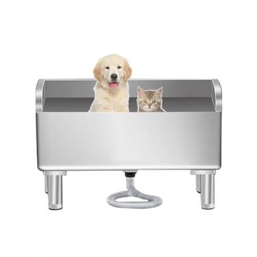 Imagem de CFMAIF Estação de banho de aço inoxidável para cães pequenos, pia de banho para casa, banheira de lavar para cães de estimação, banheiras portáteis (100 cm/39,3 pol.)