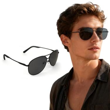 Imagem de Pacote com 1 óculos de sol aviador polarizados para homens e mulheres, óculos de sol clássicos para dirigir, viajar, proteção solar, Preto