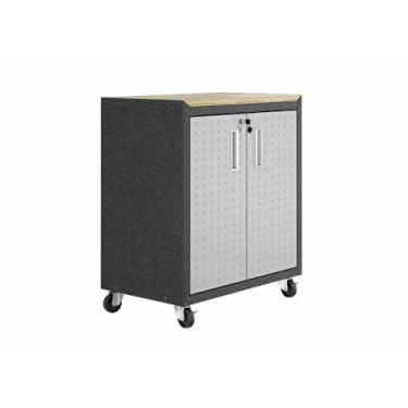 Imagem de Balcão Multiuso 2 Portas com Rodizio Itatiaia Titanium Preto Craqueado/Cinza Texturizado