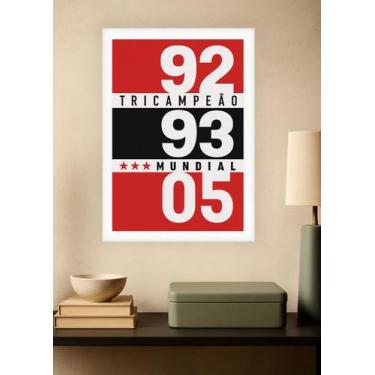 Imagem de Quadro São Paulo Tricampeão SPFC com Vidro e Moldura Branca Tamanho:21