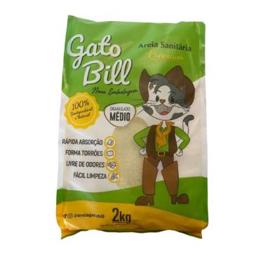 Imagem de Areia Higienica Gato Bill Premium 2,0 Kg Grãos Médios Milho E Mandioca