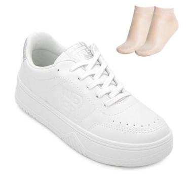 Imagem de Tênis Casual BP Ramarim e Meia RM25-25882, 36, Branco, Prata
