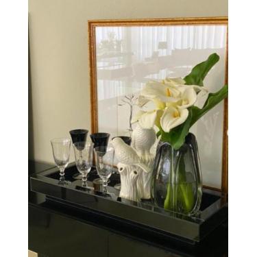 Imagem de Bandeja Grande Vidro Preto Luxo 60x25 - Inova Decor