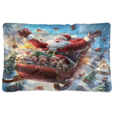 Imagem de SEHANY Cama de Natal para cães de Papai Noel, cama de gato com fundo antiderrapante, cama de canil, colchão macio para animais de estimação, lavável para cães pequenos, médios e grandes, gatos, 45,7 x