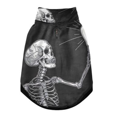 Imagem de SEHANY Casaco de cachorro com tatuagem de caveira para cães pequenos, superquente, à prova de vento, jaqueta de inverno, macia, aconchegante para animais de estimação, moletom para clima frio na neve