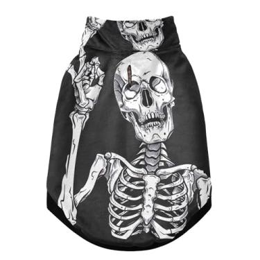 Imagem de SEHANY Casaco de cachorro com tatuagem de caveira para cães pequenos, superquente à prova de vento, jaqueta de inverno macia e aconchegante para clima de neve fria com coleira para animais de