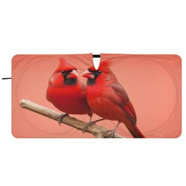 Imagem de ATTX Para-brisa de carro Cardeal de Natal Inverno - 149.9 cmx76.2 cm Universal Sun Shield Visor | Acessórios automotivos refletores de calor para proteção do para-brisa dianteiro #482