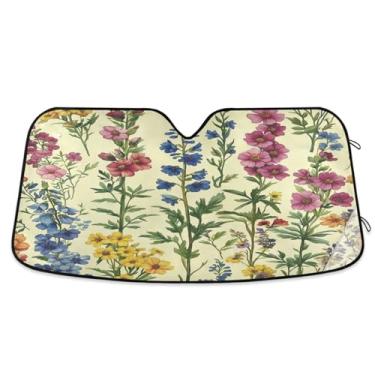 Imagem de ATTX Para-brisas de carro Foxgloves and Iris 144.8 cm x 80.0 cm Protetor solar universal com proteção UV, persiana de janela frontal automática dobrável para caminhões Sedans SUVs #165