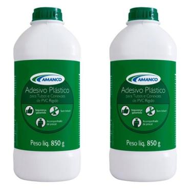 Imagem de Kit 2 Cola para Cano Tubo e Conexões Adesivo para PVC 850g - Amanco
